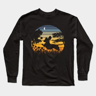 Dachshund Wiener Dog Sunset Garden Nature Lover Long Sleeve T-Shirt